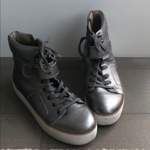 M4DE leather platform sneakers metallic